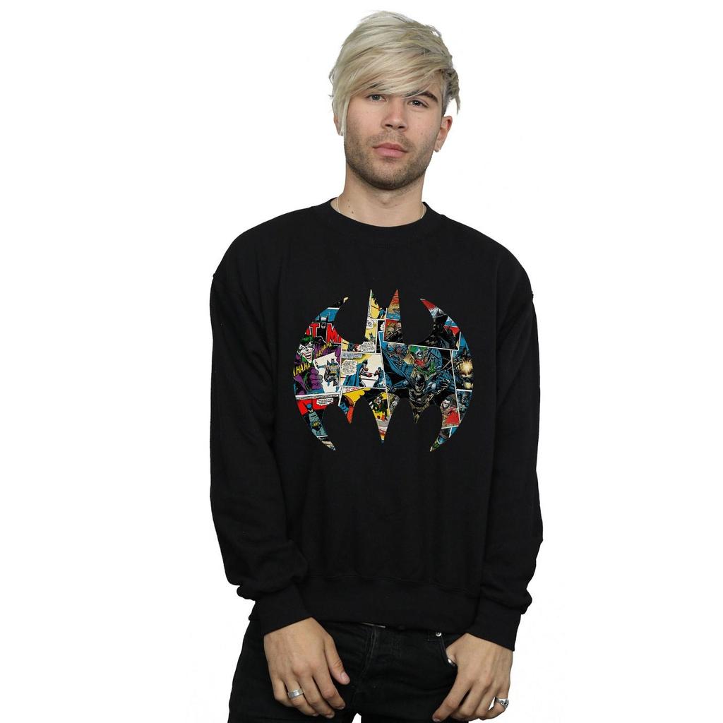 DC Comics Mens Batman Comic Book Logo Sweatshirt