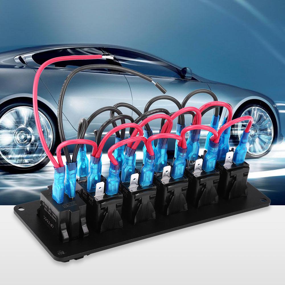 12V-24V 6 Gang Red LED Rocker Switch Panel with 3.1A Dual USB for Car RV Boat Yacht Marine