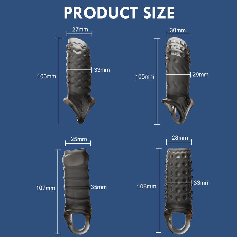 Penis Enlargement Sleeve Dick Extender Reusable Condom Glans Penis Enlarger Delay Ejaculation Cock Rings Adult Sex Toys For Men