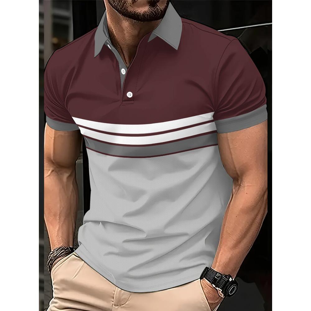 

Summer men s striped polo shirt, fashionable outdoor men s clothing XL