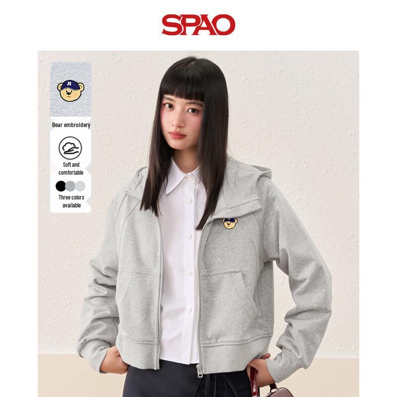 

SPAO Women s Fleece-Lined Blue Hat Bear Hoodie M