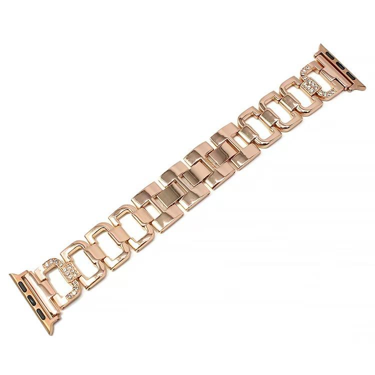 Fashion Simple D Strap for Apple Watch38/40/41mm 42/44/45/49mm Diamond Encrusted Chain Metal Strap Removable