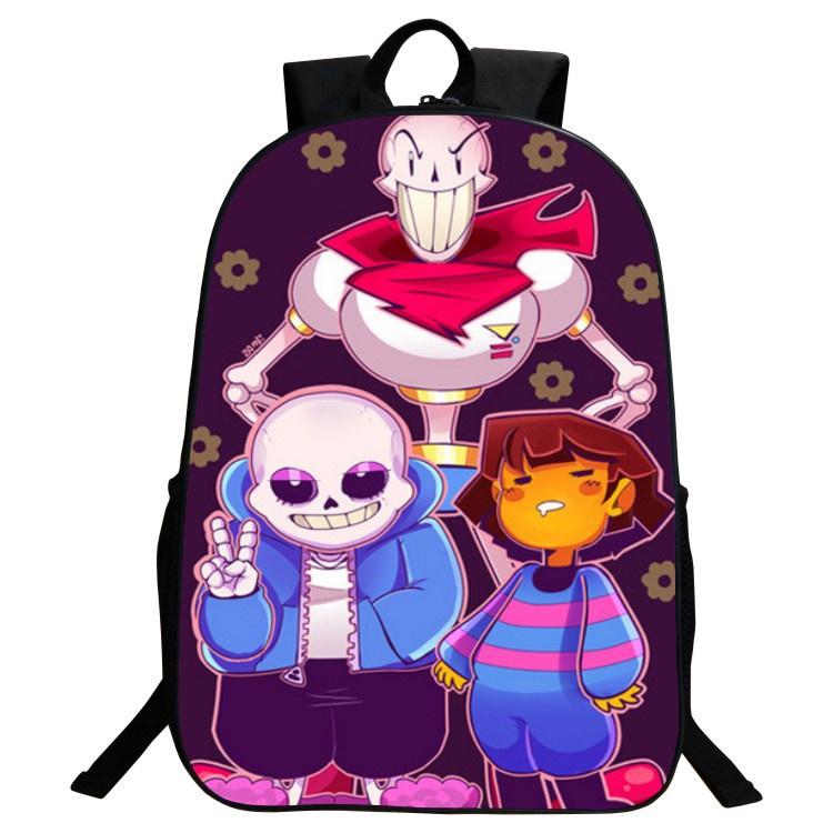 Undertale Sans 16 Inch Children Backpack With Durable Polyester Material And Adjustable Padded Shoulder Straps