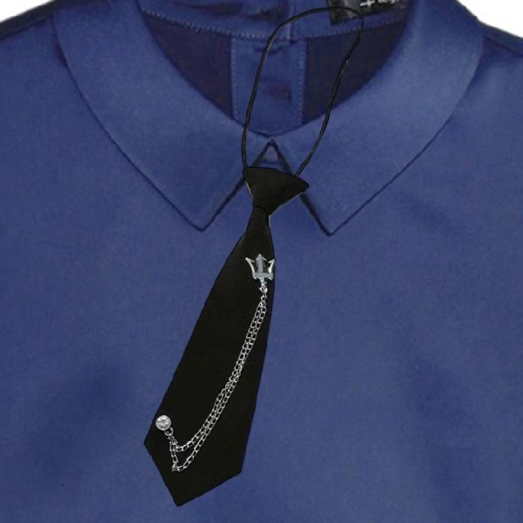 Punk Metall Krone Kette Krawatte für Erwachsene und Kinder Preppy Student Vorgebunden Verstellbar Schwarze Krawatten für Uniform Schulhemd