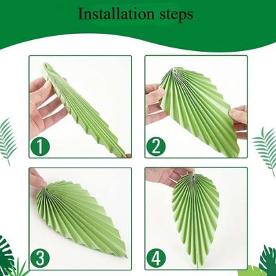 Green Leaf Fan Background Decoration Hanging Festival Paper Leaves Decoration Handmade DIY Birthday Hanging Decor
