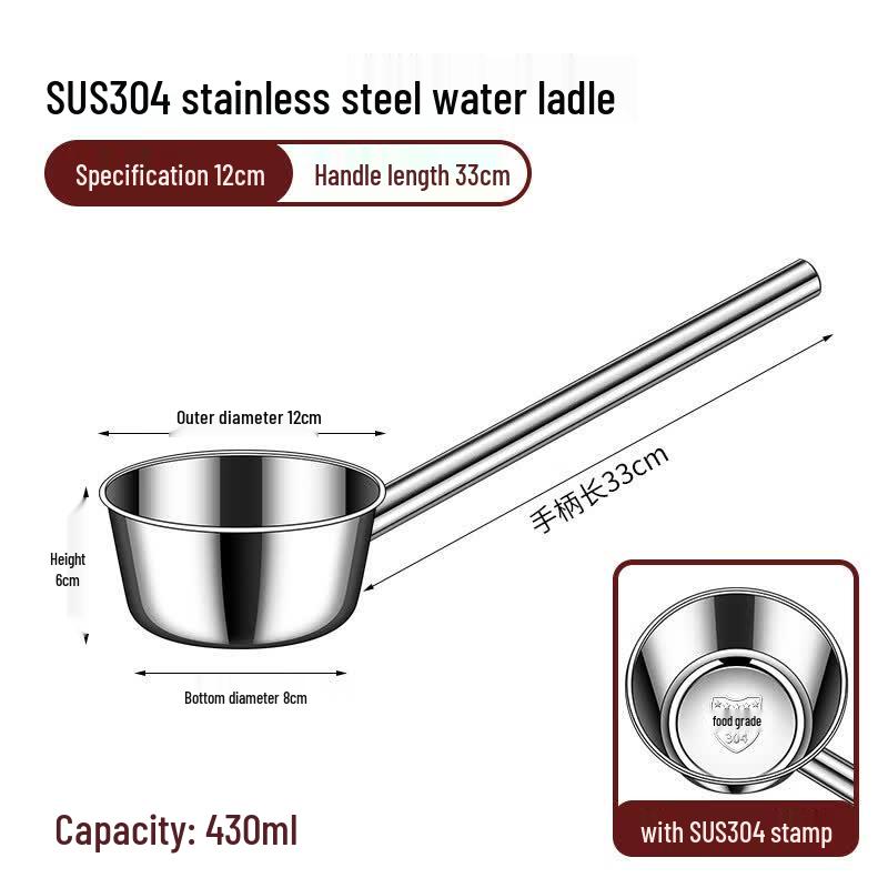 ChuyiQi 316 Stainless Steel Commercial Water Ladle, 5-Pack