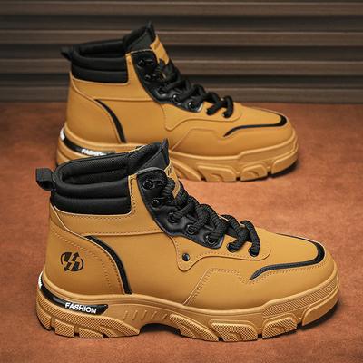 Botas Martin para hombre otoño nuevo estilo británico retro trabajo botas amarillas grandes botas altas para hombre para exteriores impermeables de cuero