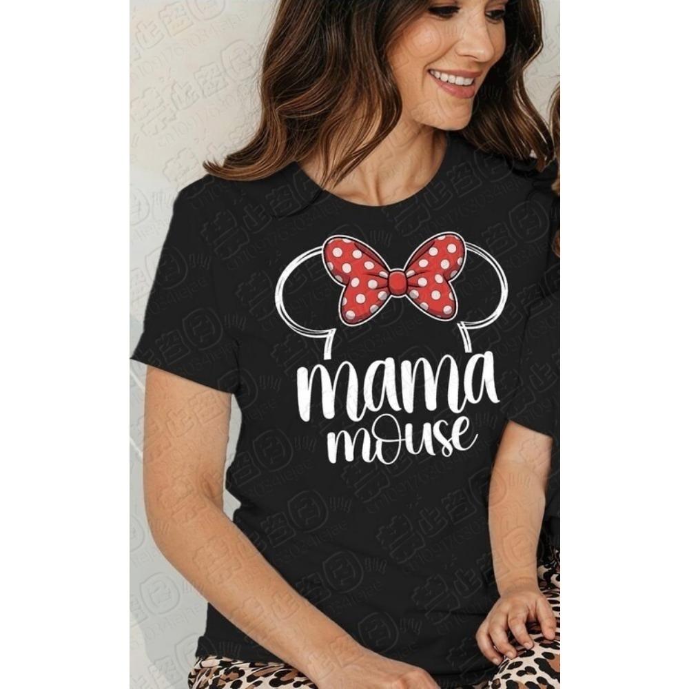 Minnie Mom Mama Casual Women s Cotton Girls Tees Trendy Oversized 100% Pure Cotton Printed T-shirt 100 чёрный