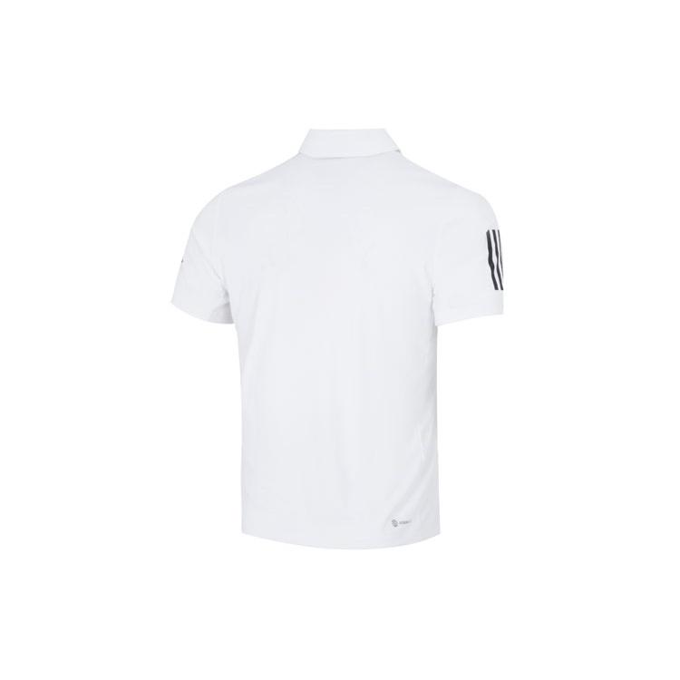 adidas Solid Color Stripe Tennis Athleisure Casual Sports Short Sleeve Polo Shirt White Men's HF1815