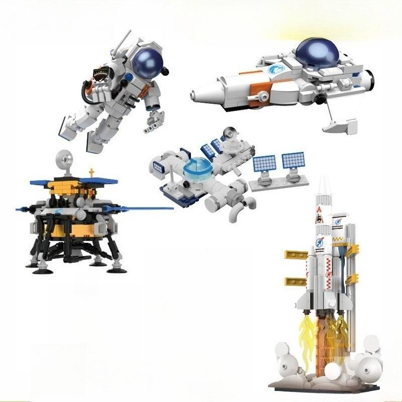 Building block tiny particle assembly toy space rocket astronaut spacecraft model boys' toy