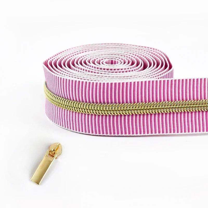 2-5Meters 5# Meetee Striped Nylon Zippers Tape for Sewing Plastic Roll Coil Zip By The Meter Zipper Closure Garment Accessories