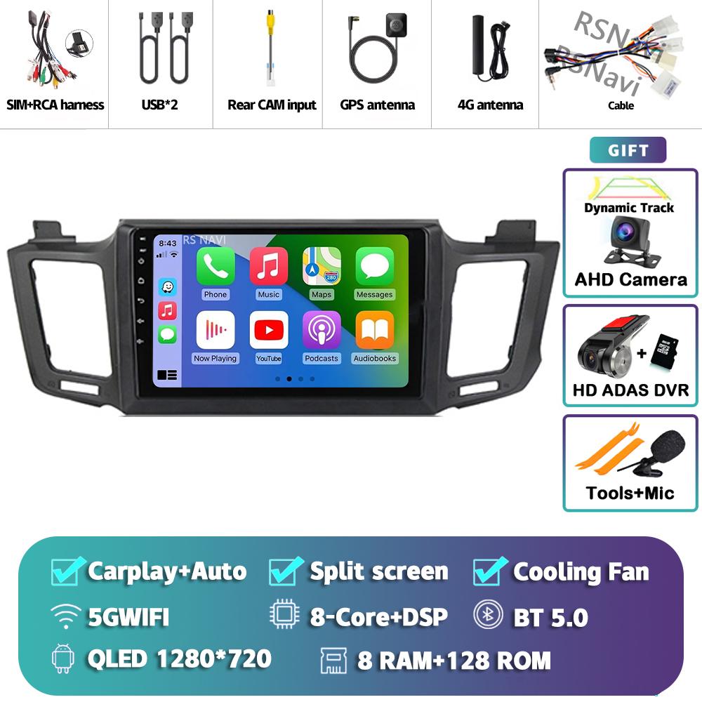 Android 14 Carplay Auto For Toyota RAV4 2012 - 2018 Car Radio 2Din Player Multimedia Srereo 360 Camera Navigation Video GPS DVD