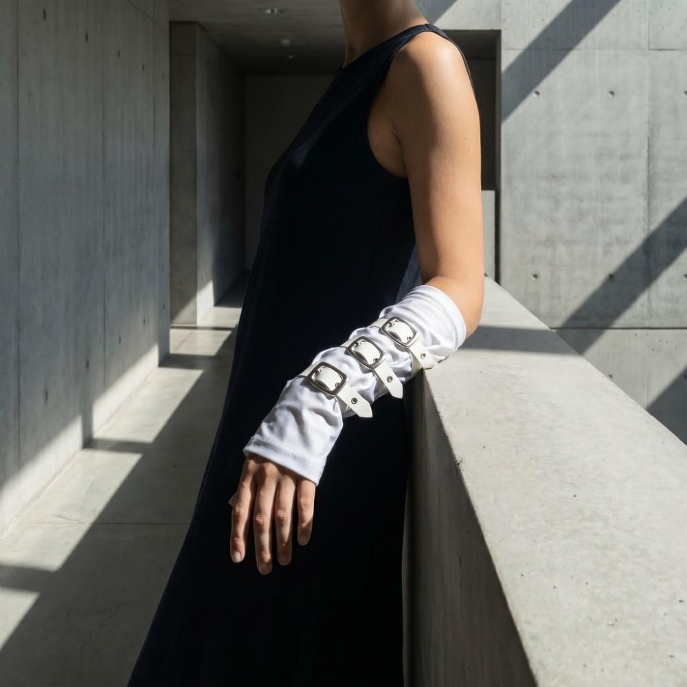White Dark Gothic Arm Covers Polyester Half-arm Sleeve Gloves Punk Arm Sleeves  Cosplay