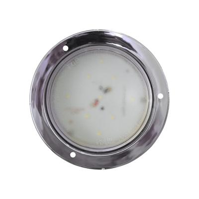 Luz de Techo Redonda LED con Cuerpo Cromado Adecuada para Caravanas Autobuses Autocaravanas Barcos y Autocares (24v)