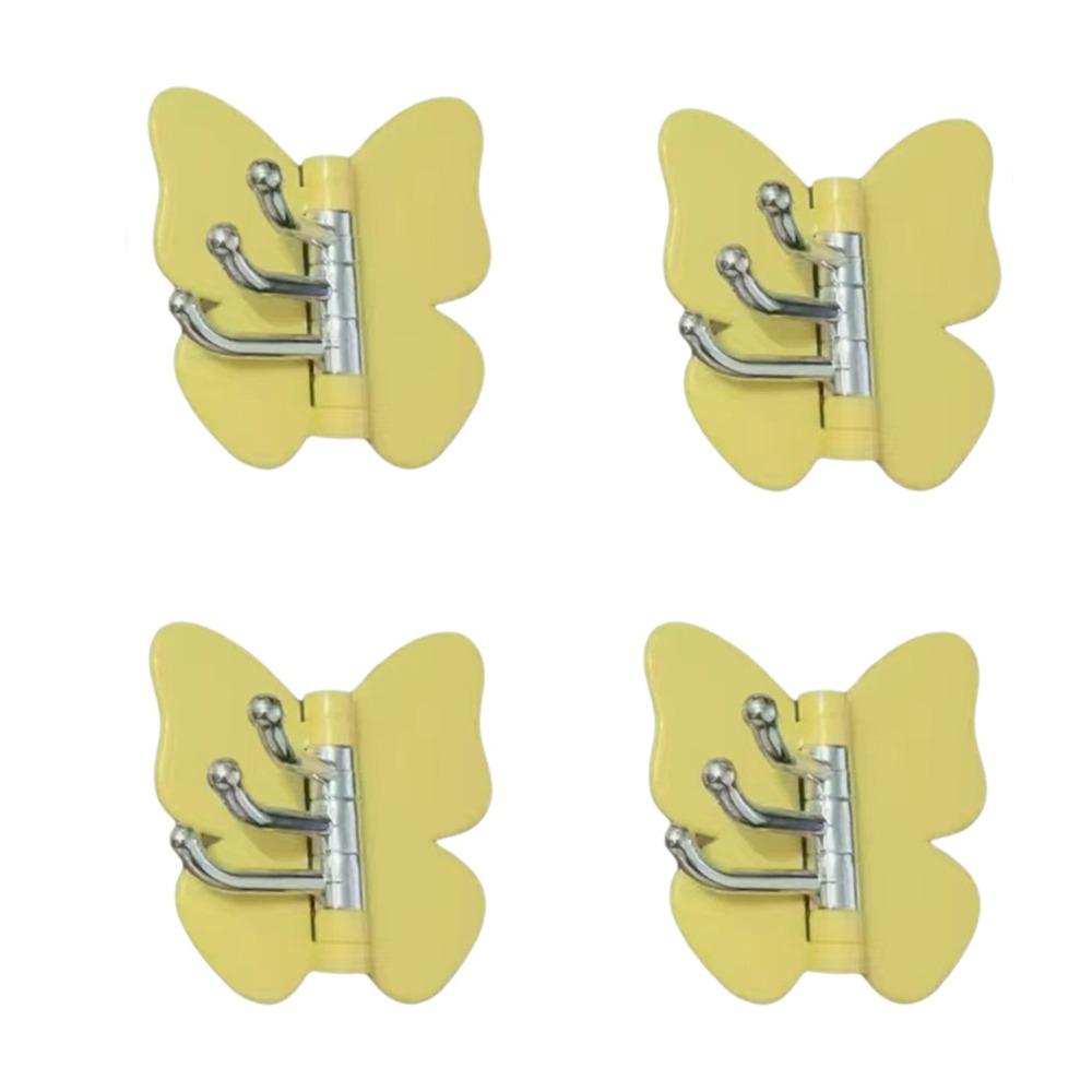 4PCS Plastic Rotating Butterfly Wall Hooks Wall Mounted Butterfly Storage Hanger Kitchen