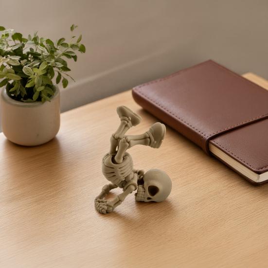 3D Printed Inverted Skeleton Figurine, Halloween Upside-Down Skeleton Statue, Spooky Skeleton Decoration for Home, Office, Holiday Party