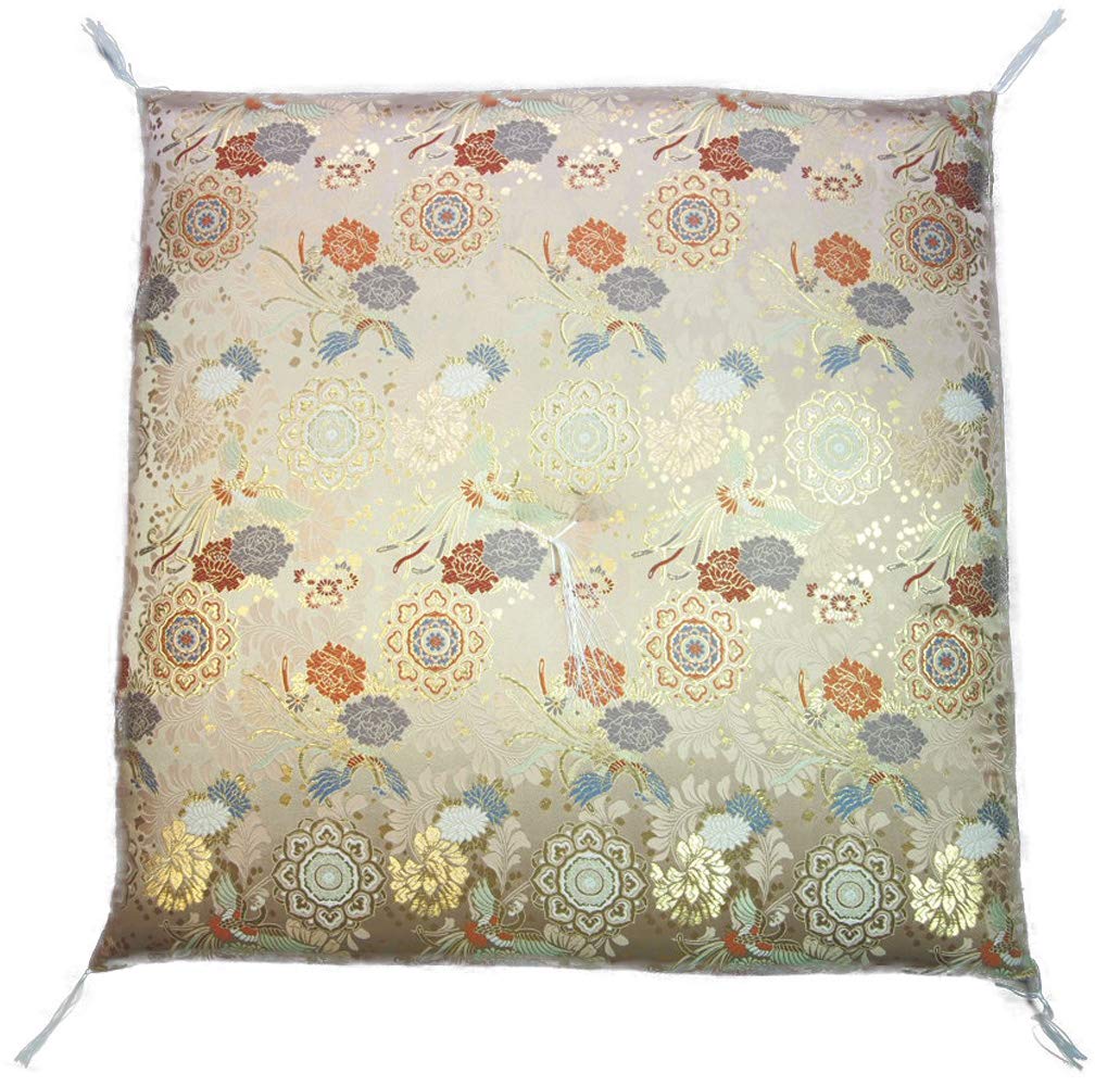 

Tensho-oh (Tensho Phoenix) (Compressed Cotton Filled) Imperial Cushion, 67x68cm, for Buddhist Memorial Services, Buddhist Altars, and Temples (Cream)