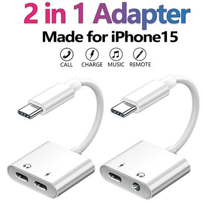 Divisor 2 em 1 adaptador aux tipo c para 3.5mm usb c otg para iphone 15 pro max conector usb c para tipo c jack áudio 60w carga rápida