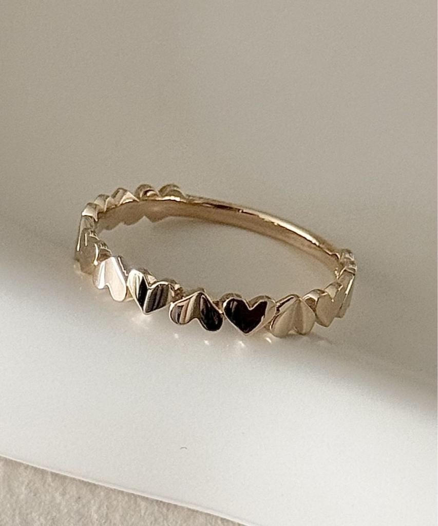 Judien 10K 14K 18K Hachu Heart Plain Ring