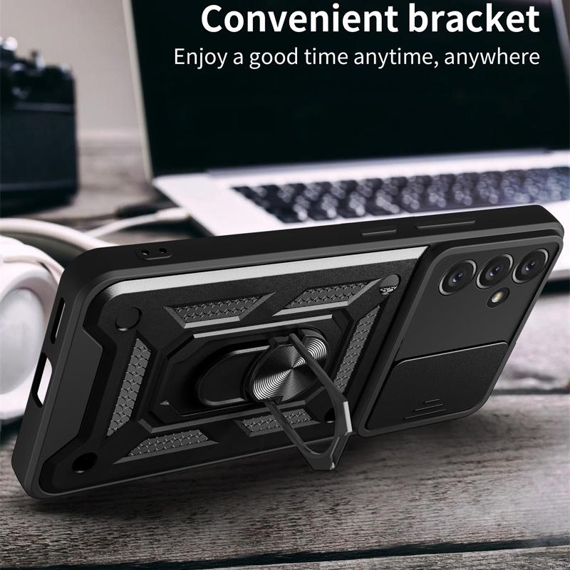 Slide Lens Camera Protect Shockproof Armor Phone Case For Samsung Galaxy A14 A24 A34 A54 5G 4G Cases Magnetic Ring Holder Cover