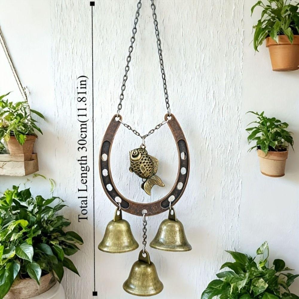 Creative Retro Wind Chimes Horse-Shaped Courtyard Hanging Ornament Blessing Metal Pendant  Backyard