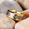 Fashion Gold Color Men Stainless Steel Celtic Dragon Rings Inlay Black Carbon Fiber Rings Men Wedding Band Jewelry