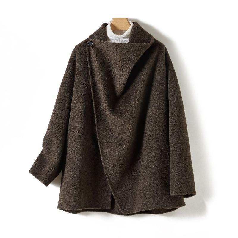 Ding, yak wool double-sided woolen loose coat autumn and winter women's clothing thickened wool single-grain buckle coat