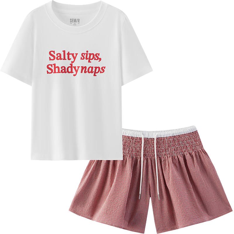 Semir Women s Retro Plaid Two-Piece Set (Top & Skirt-Pants) M