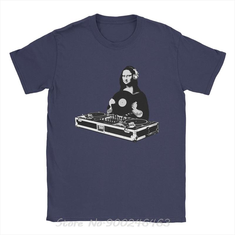 

Men DJ Mona Lisa T Shirt Cotton Clothes Short Sleeve O-neck Tee Gift Idea T-Shirt Oversized Tshirt Streetwear Men Clothing XXXL темно-синього кольору