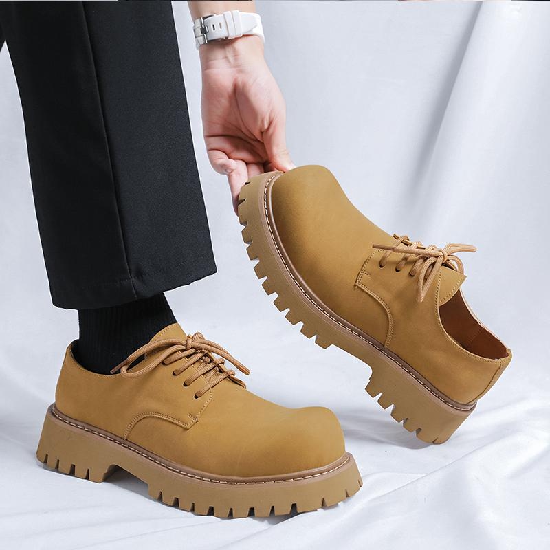 FashionBrand Black Thick Sole Formal Half Leather Derby Shoes for Men Luxury Designer Platform Casual Shoes Wedding Dress Oxfords Shoe