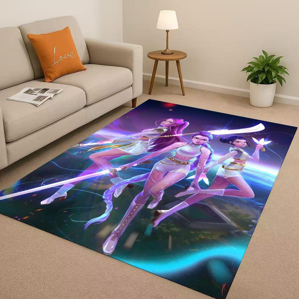 2026 New Cartoon Kpop Demon Hunters Zoey Rumi Mira Living Room Non-Slip Area Rug Carpet for Bedroom Playroom Sofa,Home Doormat
