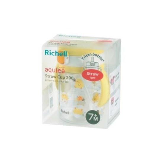 Richell Acryia On-the-Go Straw Mug KN Light Yellow 200ml Training from around 7 months leak-proof