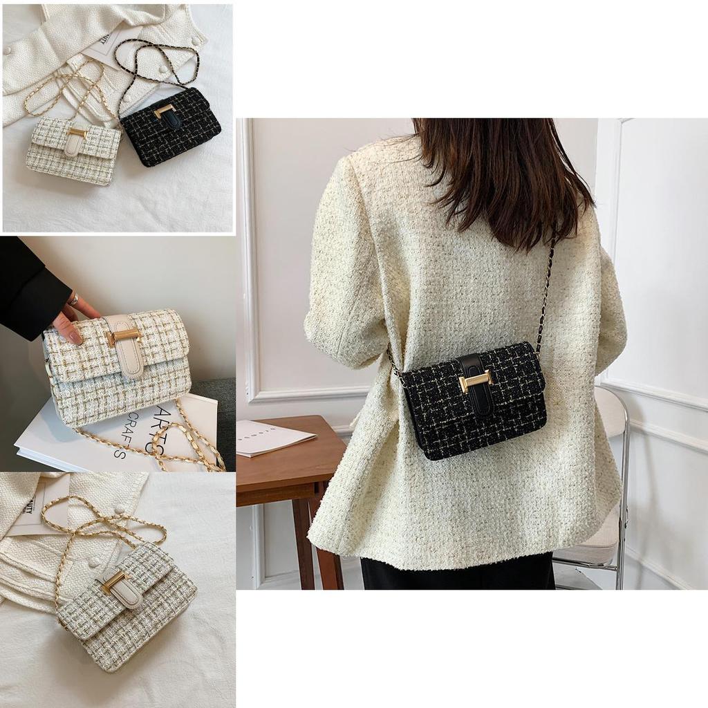 2024 New Korean Style Woven Plaid Mini Shoulder Bag Street Fashion Pu Crossbody Bag