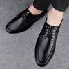 Men's Business Formal Leather Loafers - Breathable Cowhide, Large Size, Lace-up Driving Shoes.
