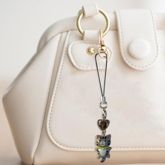 1/6Pcs Keychain Heart Cat Styling Design Keyring Phone Decoration Kitty Phone Charm