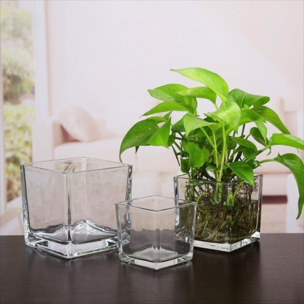 Geometric Cube Vase Transprent Candle Holder Minimalist Fish Tank Home