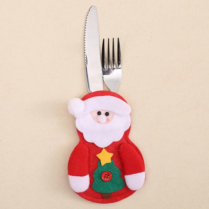 Christmas Tableware Holder Bags Christmas Hat Fork Knives Cutlery Bags Christma Party Decorations New Year Table Ornament