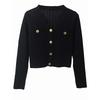 2024 New Arrival French Classic Style Black Knitting Cardigan Outwear Elegant Slim-Fit Crop-Top Women