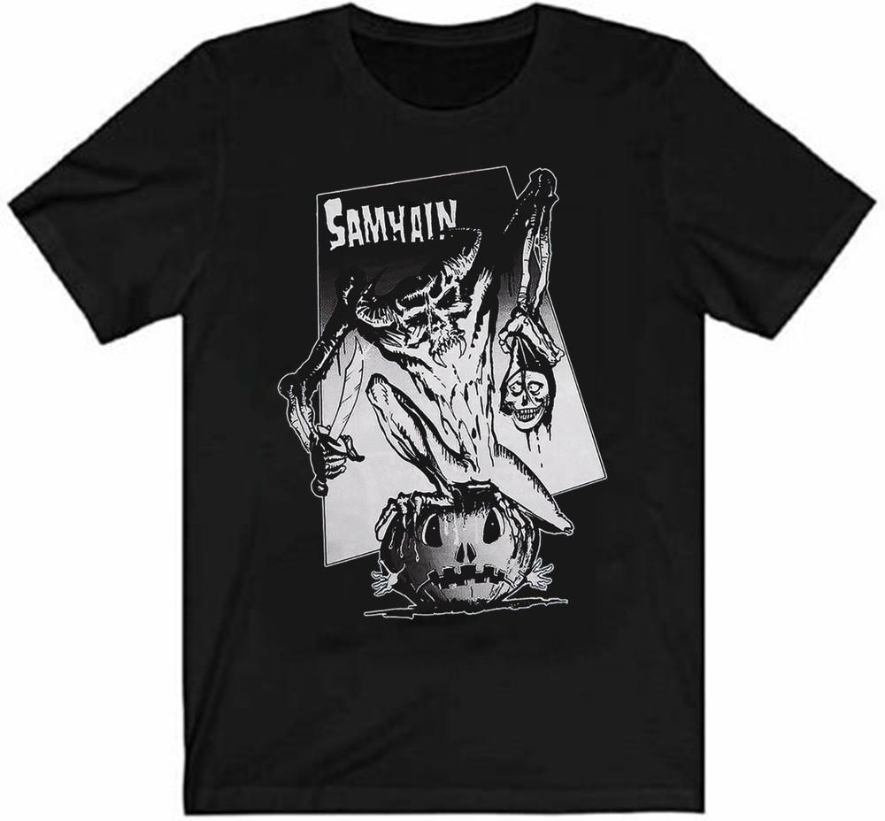 Лучшая черная футболка с принтом Samhain Punk Band Размеры S-5XL Унисекс M