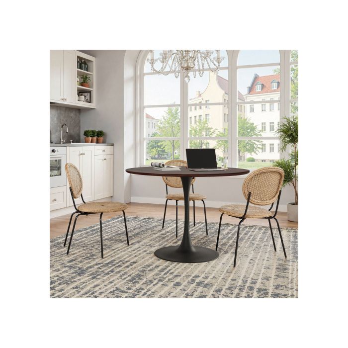 Table à manger ronde - MUVOE - 47,24 pouces - Finition chêne - 6 places - Design contemporain