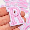 Exquisite Pink Embroidered Alphabet Patch for Jackets & DIY Decor