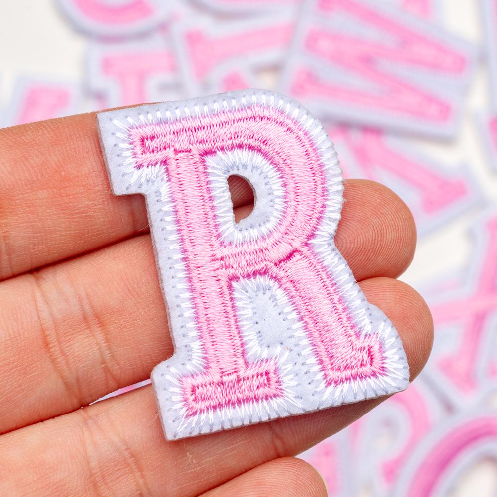 Exquisite Pink Embroidered Alphabet Patch for Jackets & DIY Decor