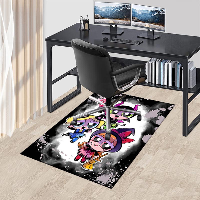 

1pc Powerpuff Girls Devil Theme Chair Mat - Anime Cartoon Design, Non-Slip Carpet for Office Use, Suitable for Home Decor, Living Room, Bedroom, Game 60cm by 90cm