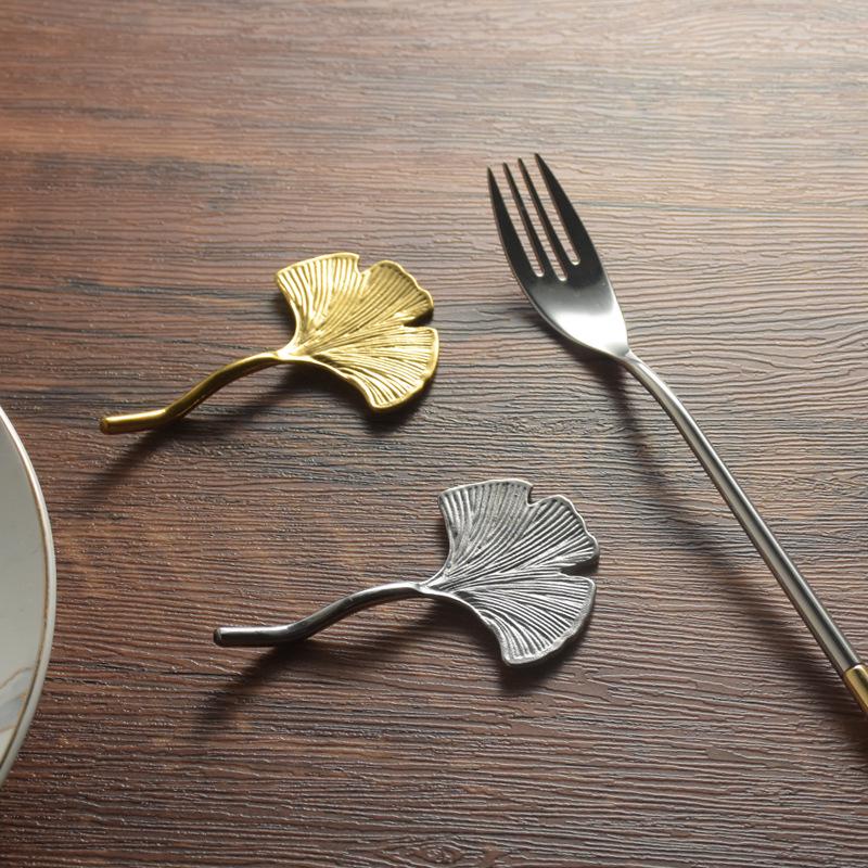 Exquisite Ginkgo Leaf Chopstick and Spoon Rest - 304 Stainless Steel