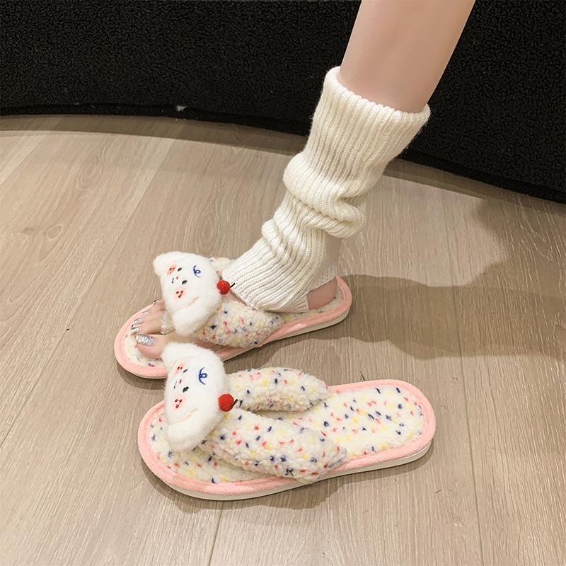 2025 autumn and winter new cute cartoon personalized home indoor floor mop casual warm toe slippers
