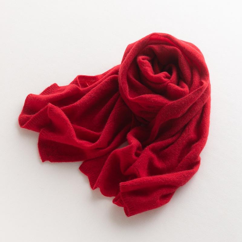 100% Wool Scarf Women Winter Solid Knitted Hollow Out Shawl Fashion Scarves Capes Warm Wraps Lady Cashmere Like Neckerchief