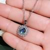 Silver Plated 4PCS Blue CZ Jewelry Set (Necklace+Earrings+Ring), Cushion Cut Halo Box Chain Set for Women