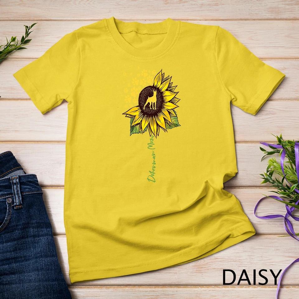 Doberman Mom Sunflower Doberman Pinscher Gifts Dog Mom Mama Unisex T-shirt 4 M