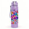 1PC Rainbow Butterfly Splash Abstract Print 750ml Color Plastic Sports Water Bottle Leakproof Flip Straw Lid Suitable for Sports Office Home Use