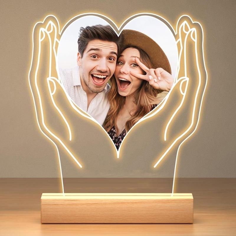 LED Picture Frame With Unique Couple Photo Bedsides Lamp For Bedroom Decoration Valentine's Day Gift